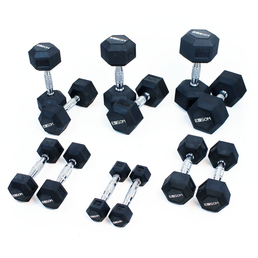 EXSOM RUBBER HEX DUMBBELLS